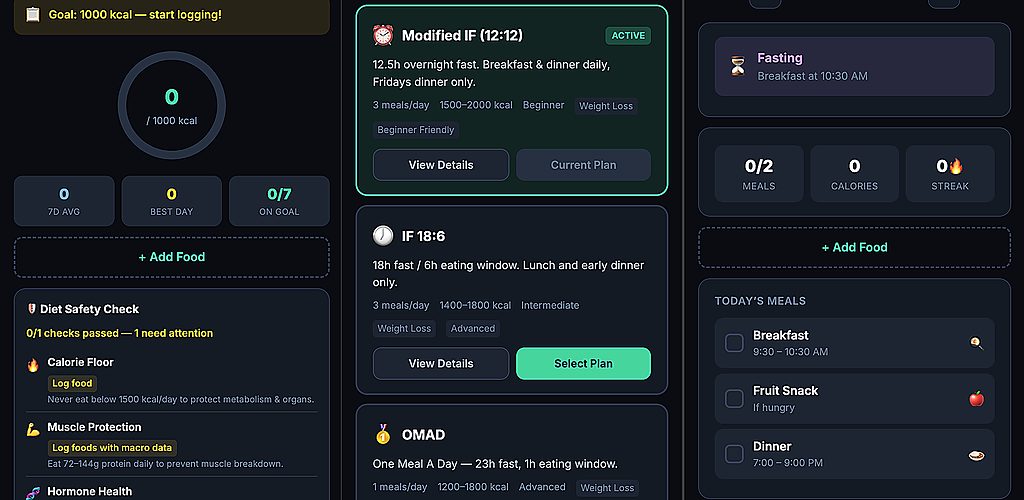 WellMate app — home, calories, and diet plans